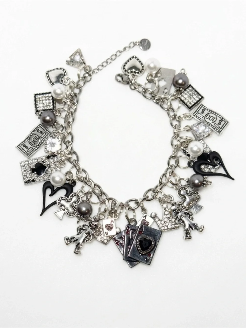 Silver Playing Card Charm Bracelet